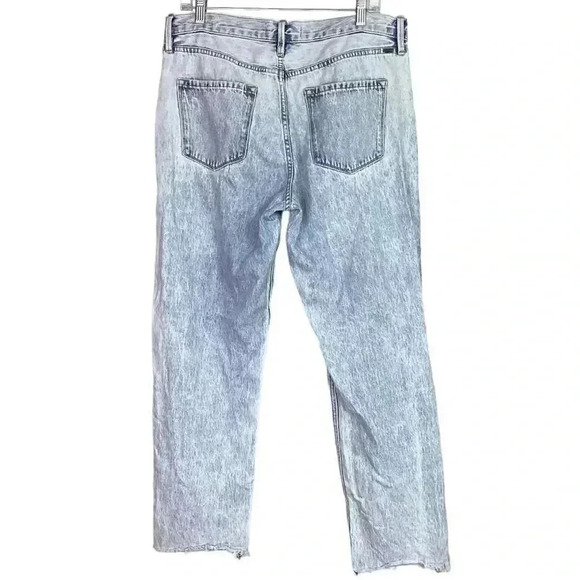 KanCan Women 11/29 Mid Rise Straight Jeans Blue Cotton Light Acid Wash Raw Hem - Picture 6 of 9